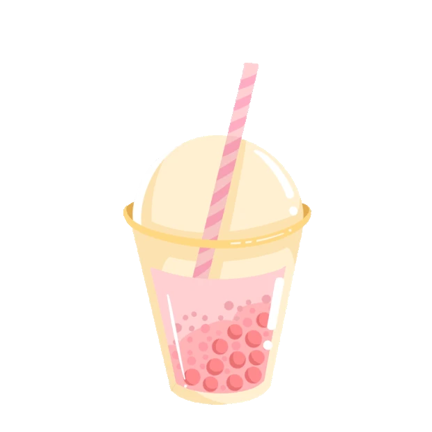 草莓味珍珠奶茶饮品饮料下午茶粉色gif图素材