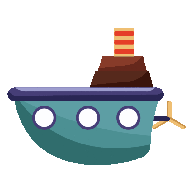 小船轮船蒸汽船烟囱儿童玩具船交通工具gif图素材
