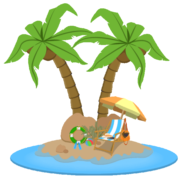夏天旅游度假沙滩椰树椰子掉落gif图素材