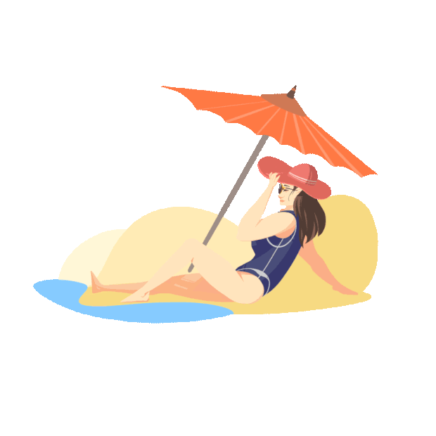 夏天旅游度假美女沙滩彩色gif图素材