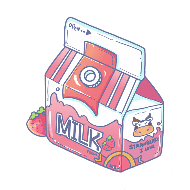饮料食物美食可爱草莓味日系牛奶盒贴纸gif图素材