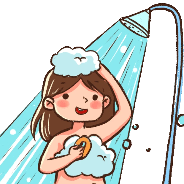 卫生间沐浴洗澡淋浴洗头的女孩洗护护肤泡澡gif图素材
