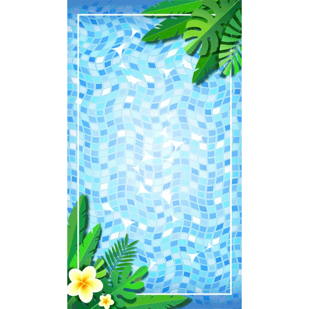 夏天绿植游泳池花朵水面竖版视频背景海报gif图素材