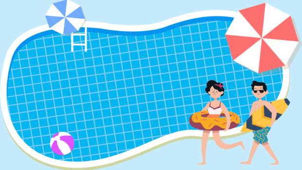 夏天运动健身泳池游泳休闲的男女人物视频背景gif图素材