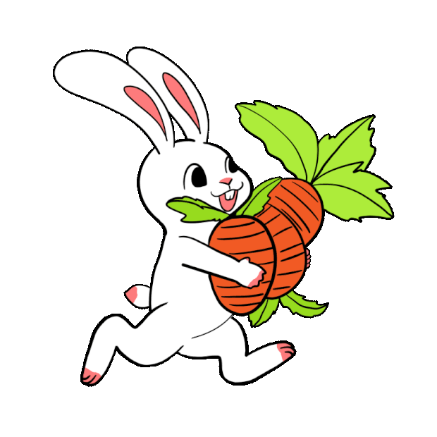 动物兔子跑步跑卡通白色gif图素材