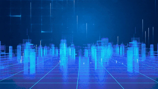 蓝色商务科技粒子城市建筑视频背景gif图素材