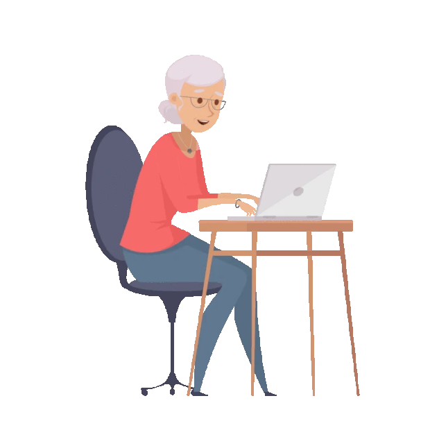 老年人玩电脑上网笔记本人物老奶奶gif图素材