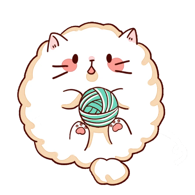 可爱小猫玩毛线团软包包动物白色gif图素材