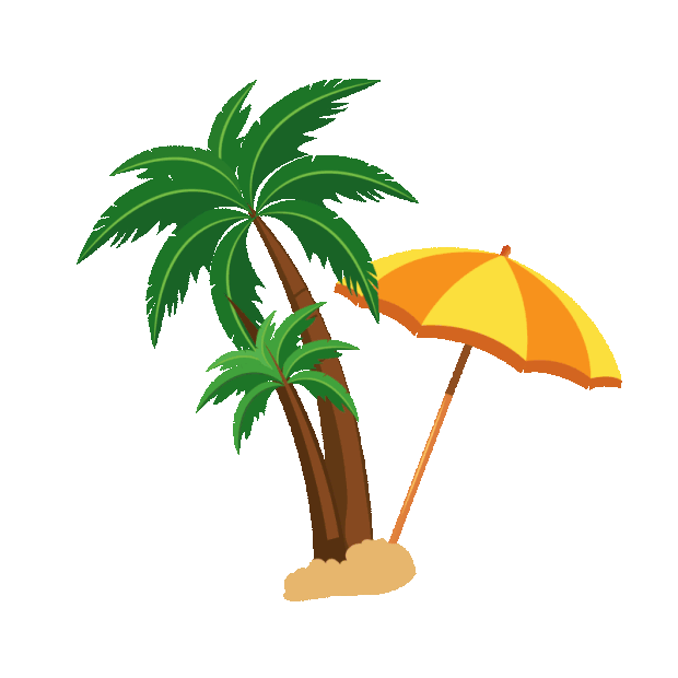 旅游度假椰子树遮阳伞彩色gif图素材