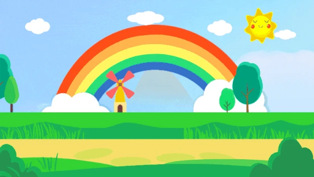 童趣美好自然景色风光彩虹草地视频背景gif图素材