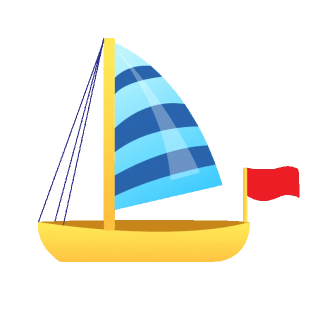 黄色小帆船交通运输船gif图素材