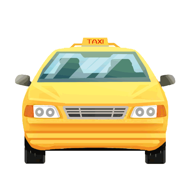 交通工具行驶中的黄色出租车洗车gif图素材