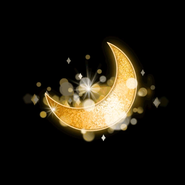 金色夜晚月亮星光发光的星月光效光gif图素材