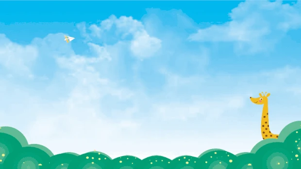 蓝天草丛长颈鹿卡通视频背景彩色gif图素材