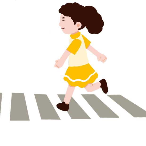 人行道斑马线过马路小女孩开心步行走路走gif图素材
