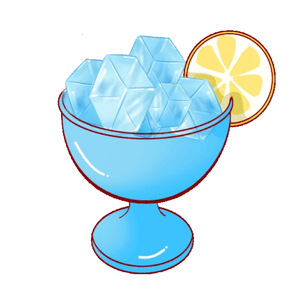 夏天冰碗一杯冰块柠檬蓝色gif图素材