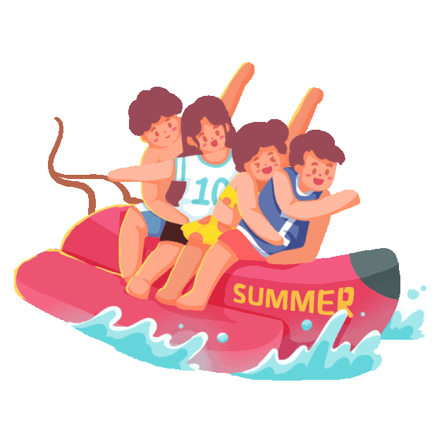 夏天旅游度假海边玩香蕉船海上活动gif图素材