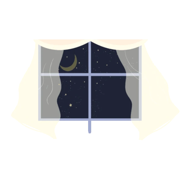 夜晚窗帘月亮星空窗户gif图素材