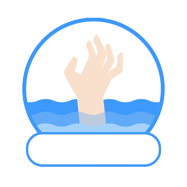 夏天游泳水深危险警示牌扁平蓝色gif图素材