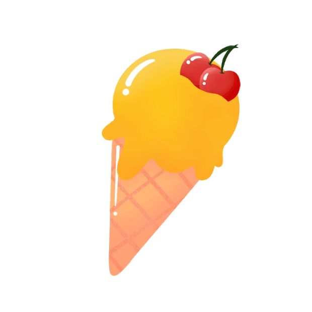 夏天冷饮甜点美味樱桃冰淇淋甜筒