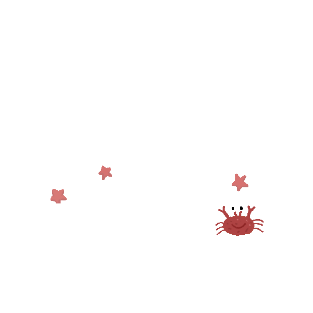 卡通红色螃蟹海星gif图素材