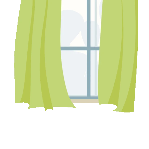 窗户风吹窗帘绿色gif图素材