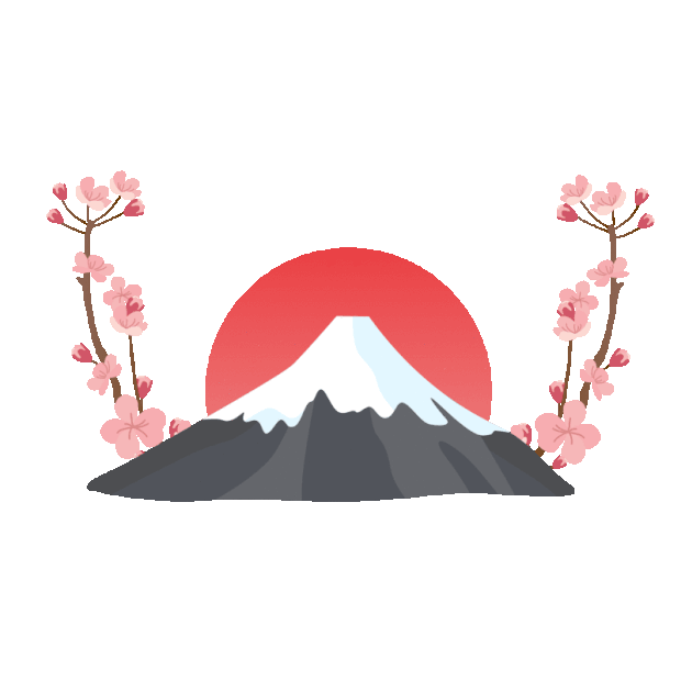 旅游旅行风景日本富士山樱花扁平gif图素材