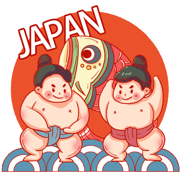 日本相扑运动体育卡通gif图素材