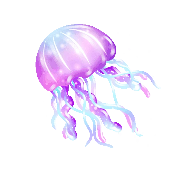 海洋生物水母卡通蓝紫色动物gif图素材