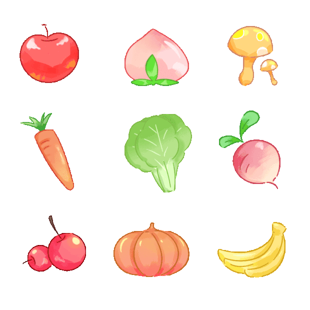 水果蔬菜可爱彩色贴纸gif图素材