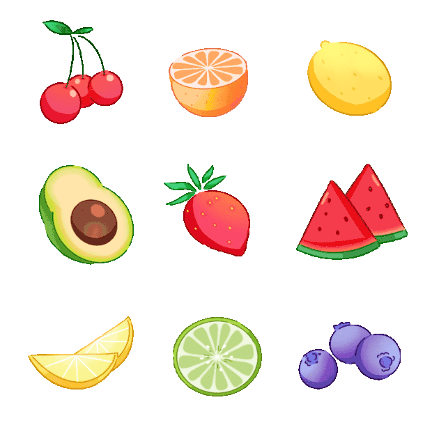 水果组合可爱彩色贴纸gif图素材