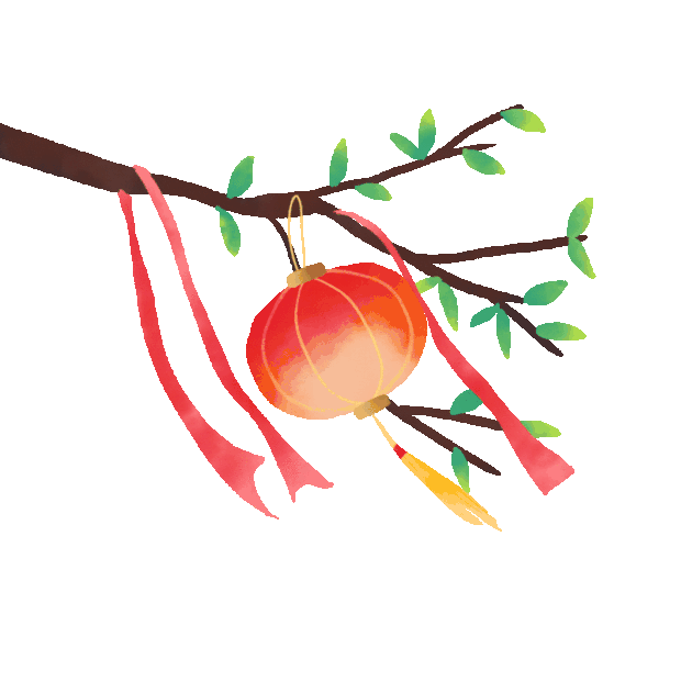 中秋节中秋树枝上灯笼红丝带飘荡gif图素材