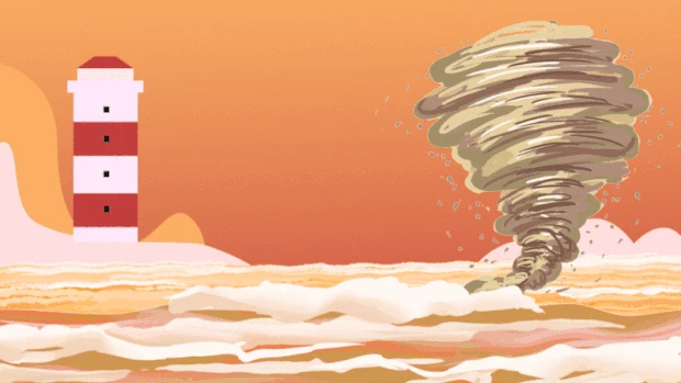 台风龙卷风海啸来袭自然灾害简约卡通黄色视频背景gif图素材