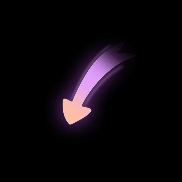 紫色渐变发光光线箭头指示图标装饰
