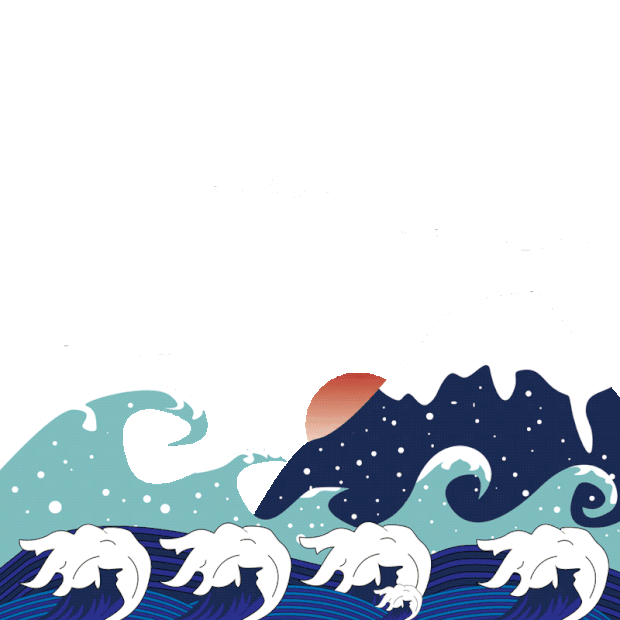 和风富士山日式海浪风景浮世绘底边gif图素材