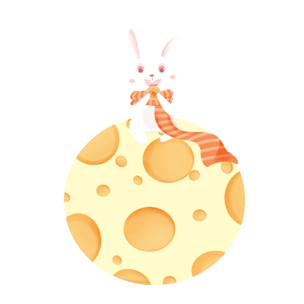 中秋中秋节带围巾玉兔在月亮上吃月饼兔子gif图素材