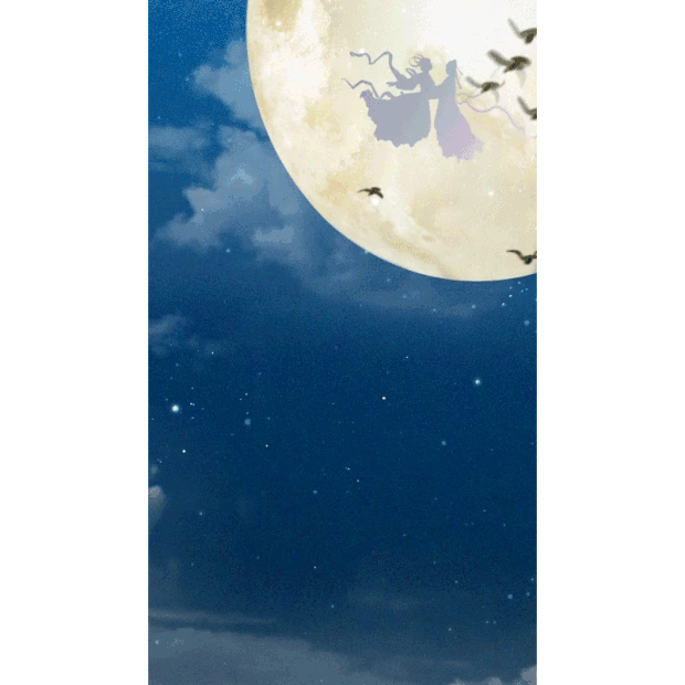 七夕七夕节牛郎织女月亮喜鹊蓝色竖版视频海报背景中国风gif图素材