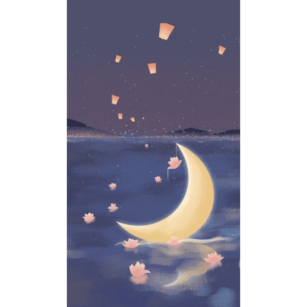 月光下大海星辰唯美梦幻竖版视频背景海报gif图素材
