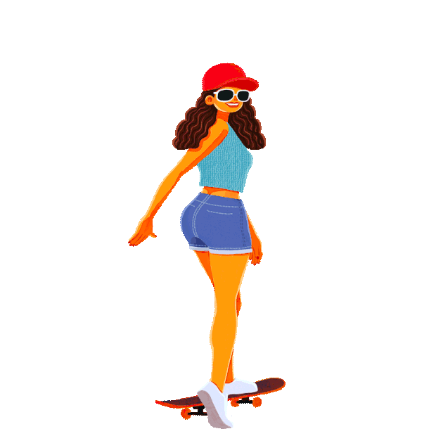 体育运动户外活动玩滑板的潮酷女孩人物gif图素材