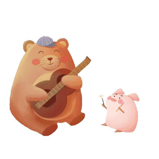 小猪弹吉他动物可爱gif图素材