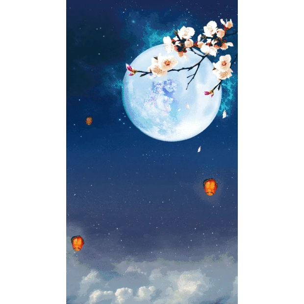 中秋节中秋团圆月亮花朵竖版视频背景海报gif图素材