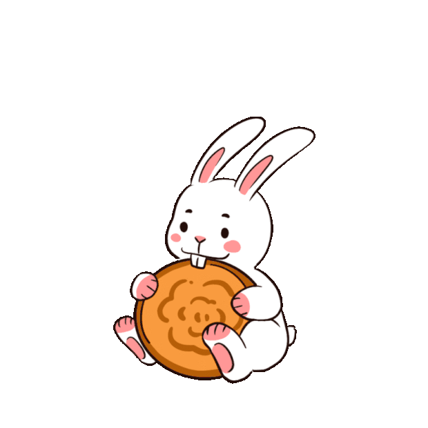 中秋节中秋玉兔吃月饼表情包gif图素材