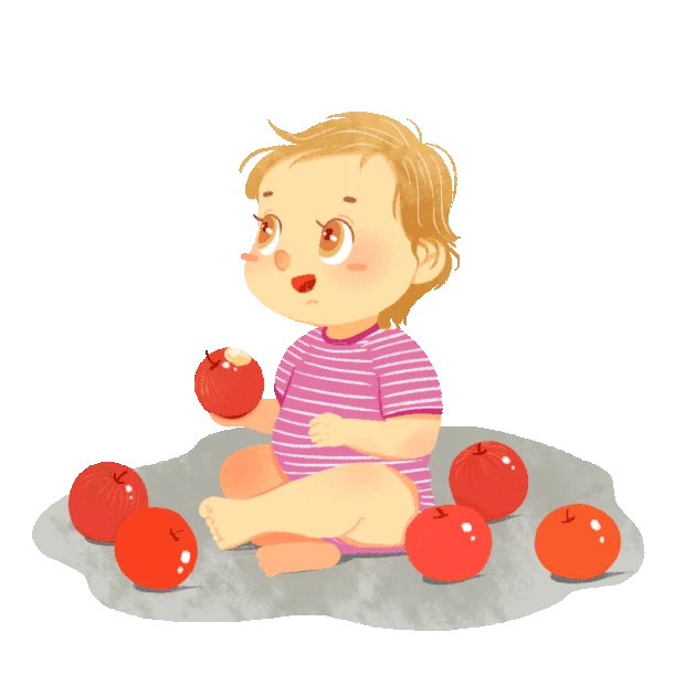 吃苹果的小孩可爱彩色gif图素材