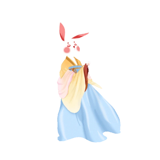 中秋节中秋穿汉服的玉兔gif图素材兔年