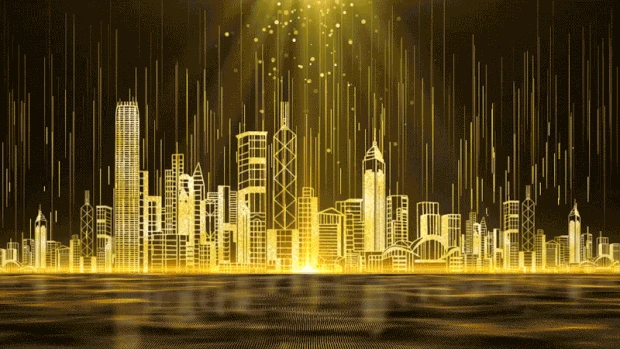 房地产城市大气金色视频背景gif图素材