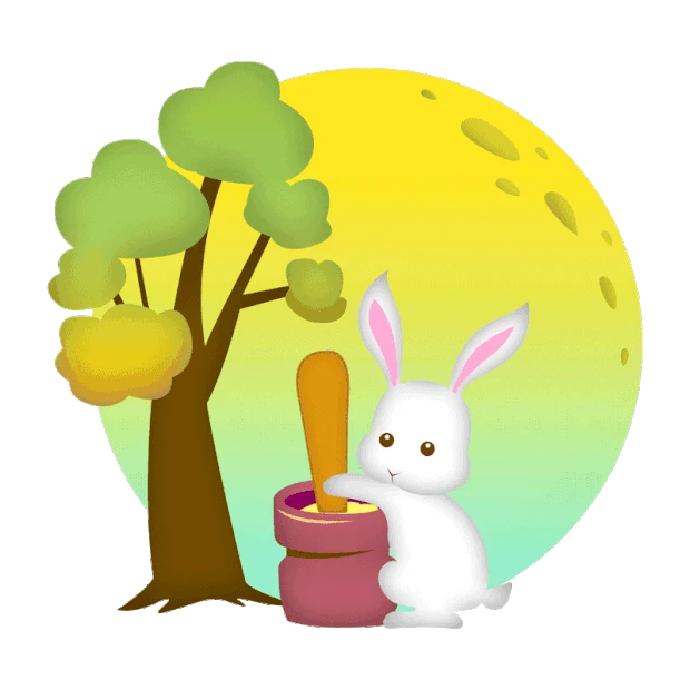 中秋节中秋可爱玉兔月前捣药卡通gif图素材