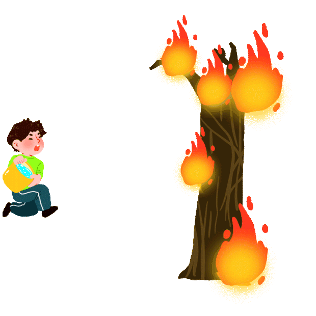 着火森林火灾消防救火树木泼水gif图素材