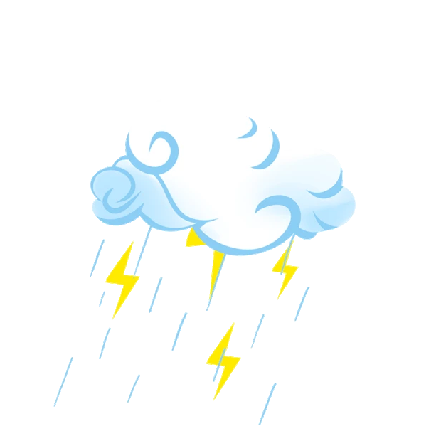 卡通云朵闪电下雨雷雨天气