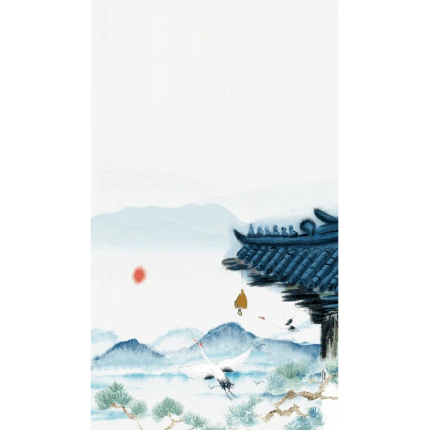 白露水墨中国风白鹭竖版视频背景海报gif图素材