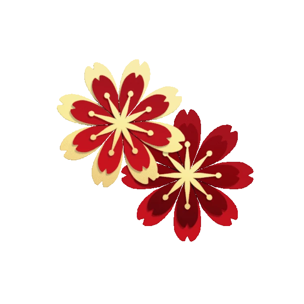 中秋中秋节剪纸红色金色花朵gif图素材